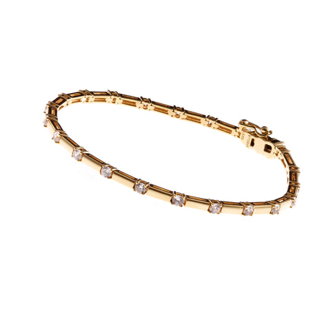 B231-GP -  Leni - Gold Bar & Cz  Bracelet
