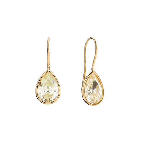 E131-YGP LULU Tear Drop Champagne Yellow Earrings on Gold Hook