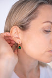 E131-GGP LULU Tear Drop Dark Green Earrings on Gold Hook