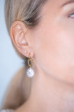 E1526-GP MIMI Freshwater Coin Pearl drop on Gold Plate Link Earring