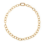 N181-SS - ABIGAIL- Gold plate Stainless Steel Link Necklace with Oval Link Clasp closure