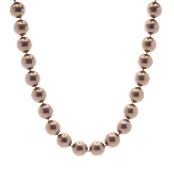 N712-  Emily Classic round coffee pearl short necklace