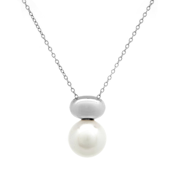 N8279-RH TAMSIN- Rhodium and White Pearl Necklace