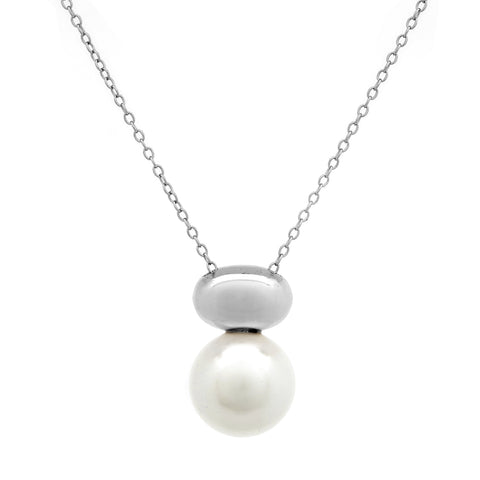 N8279-RH TAMSIN- Rhodium and White Pearl Necklace