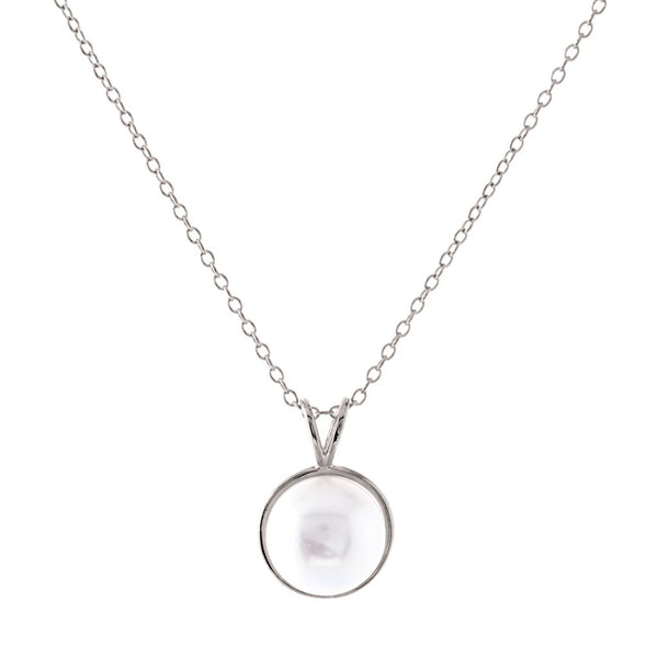 P182-RH - Rhodium freshwater pearl necklace