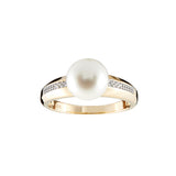 R1731-GP - Gold Plate CZ & Freshwater Pearl Ring
