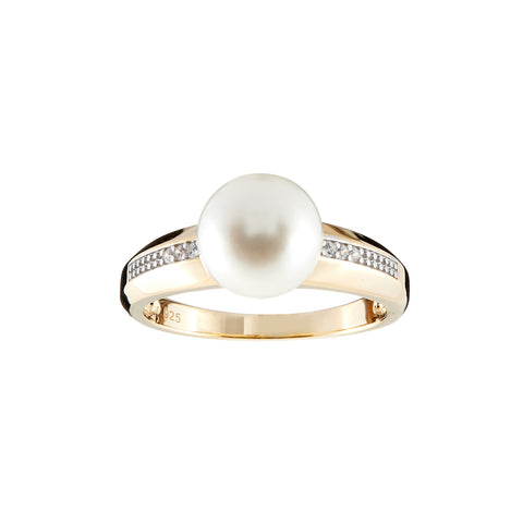 R1731-GP - Gold Plate CZ & Freshwater Pearl Ring