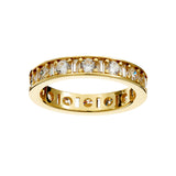 R227-GP - SOPHIA-gold eternity band alternating pattern of round brilliant-cut and baguette-cut Cz's.