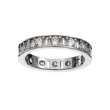 R227-RH - SOPHIA -Rhodium eternity band alternating pattern of round brilliant-cut and baguette-cut Cz's.