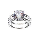 R4160-RH-JANE- Rhodium Plate 4 Prong round cut Cz, With Split Band