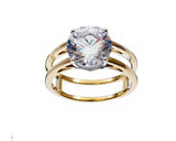 R4160-GP- JANE- Gold Plate 4 Prong round cut Cz, With Split Band