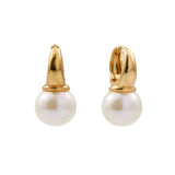 E1875-GP -BIANCA - Gold Hoop with 10mm Freshwater Pearl Drop Earrings