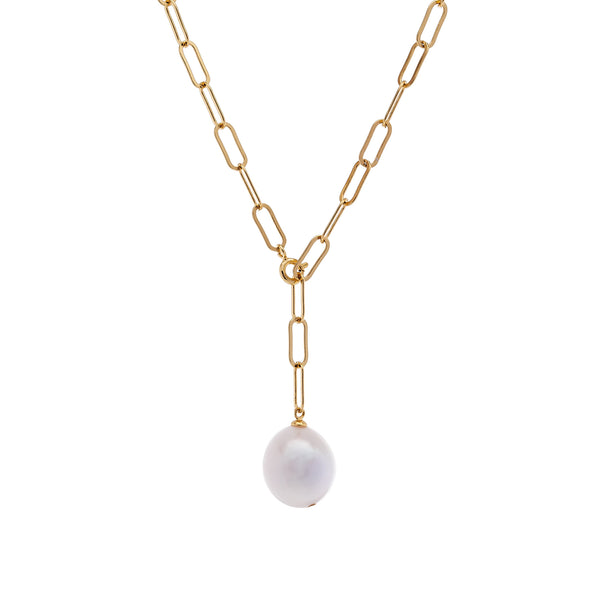 N1135-GP CHELSEA Freshwater Pearl 18 Carat Gold Plate Link Necklace