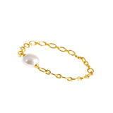 B1191-GP - CARMEN Gold Plate Baroque Pearl Chain Bracelet