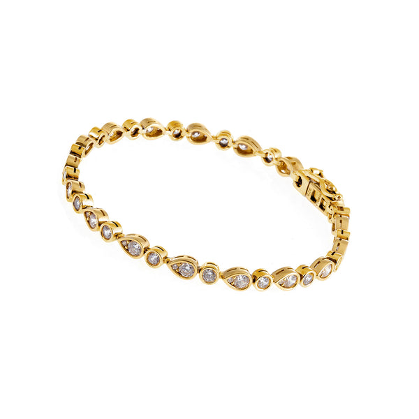 B188-GP - CLARA 18 Carat gold plate multi-shape CZ tennis bracelet