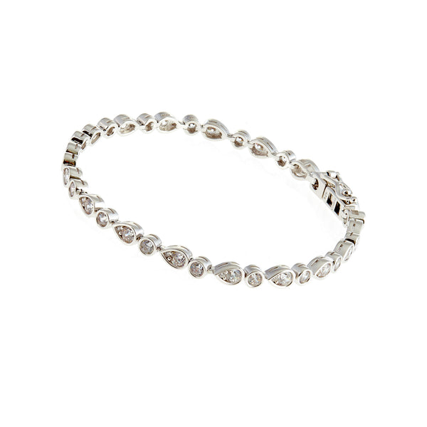 B188-RH - CLARA Rhodium multi-shape CZ tennis bracelet