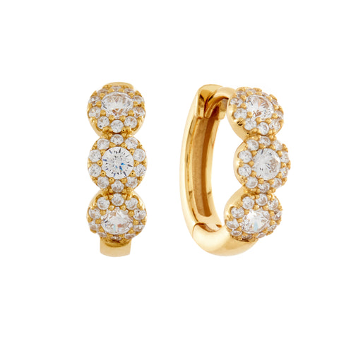 E235-GP -Blossom-Gold Plated 15mm Flower CZ Hoops