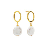 E1574-GP - BILLIE 18 Carat Gold Plate Freshwater Coin Pearl earrings