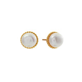 E8663-GP MINNIE Gold Plate Pearl Studs with Braid Trim