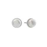 E8663-RH MINNIE Silver Pearl Studs with Braid Trim