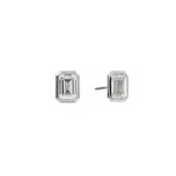 E1352-RH GABRIELLA Baguette Cut Silver CZ Stud Earrings