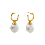 E1500-GP - ALICE 18 carat Gold plate & Freshwater Baroque Pearl earrings