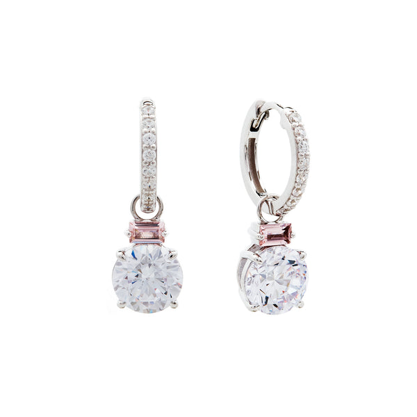 E1805-P - ROBYN Pink & Clear cz earrings