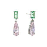 E18325-PG - VICTORIA  Pink & Green Chandelier earrings