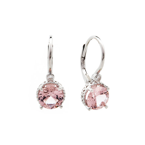 E187-P SIOBHAIN - Rhodium Pink & CZ Hook Earring