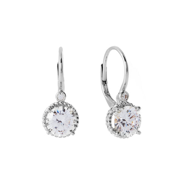 E187-RH SIOBHAIN -  Rhodium & cz hook earrings
