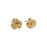 E195-GP ELSIE Gold Plate Knot Style with Clear Baguette CZ Stud Earrings