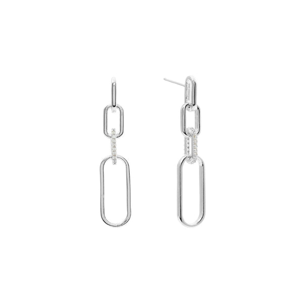 E196-RH - AUBREY Rhodium-plated silver link earrings