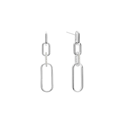 E196-RH - AUBREY Rhodium-plated silver link earrings