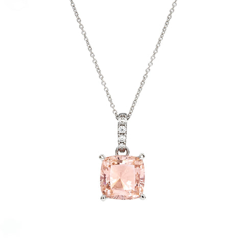P199-P ARIELLA - Pink and CZ Rhodium Pendant