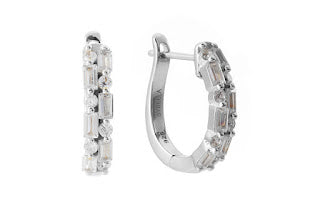 E2100-RH - LUCINDA petite rhodium cz hoop earrings