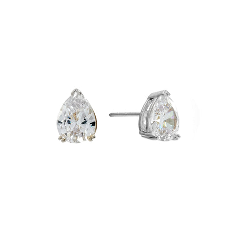 E211-RH - LIBBY Rhodium Tear drop CZ stud