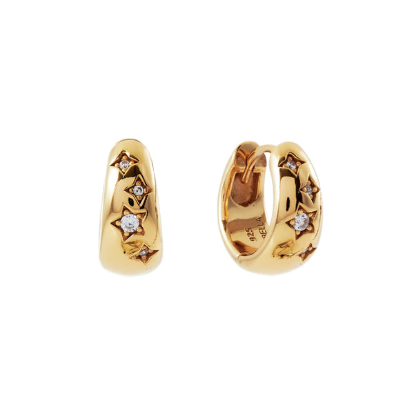 E2211 - STARDUST Gold plate Star hoops