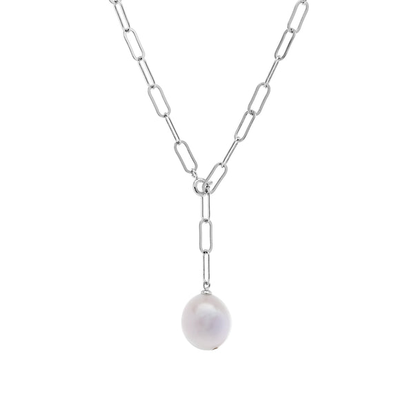 N1135-RH CHELSEA Freshwater Pearl Rhodium Link Necklace