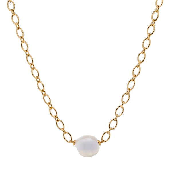 N1191-GP CARMEN Baroque Freshwater Pearl 18 Carat Gold Plate Cable Necklace