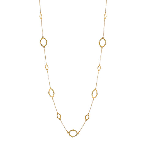 N958-GP FIONA Gold Plate Oval Chain Long Necklace