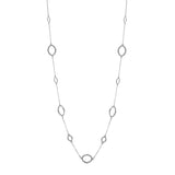 N958-RH FIONA Rhodium Oval Chain Long Necklace