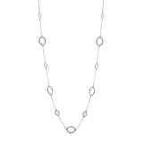 N958-RH FIONA Rhodium Oval Chain Long Necklace