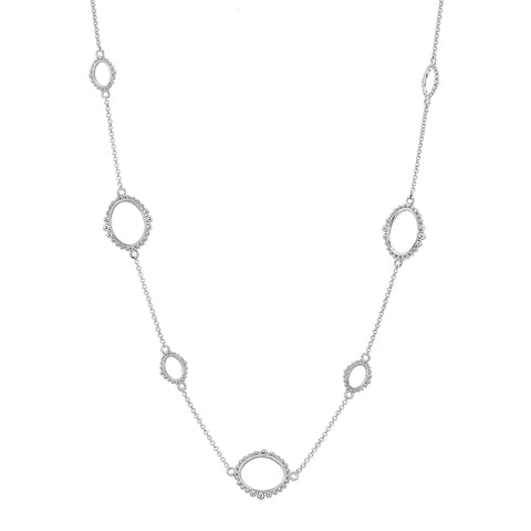 N9584-RH FIONA Rhodium Oval Chain Short Necklace