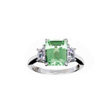 R1824-G JOSEPHINE Pale Green & Clear Rhodium Ring