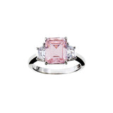 R1824-P JOSEPHINE Pale Pink & Clear Rhodium Ring