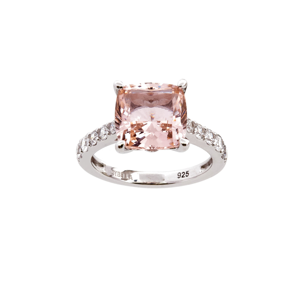 R199 P ARIELLA Pink Clear multi cz rhodium ring Sybella Jewellery