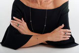 N233-RH  - MILA - Long Ruby, Sapphire and Emerald Green CZ Rhodium Plated 925 Sterling Silver Necklace