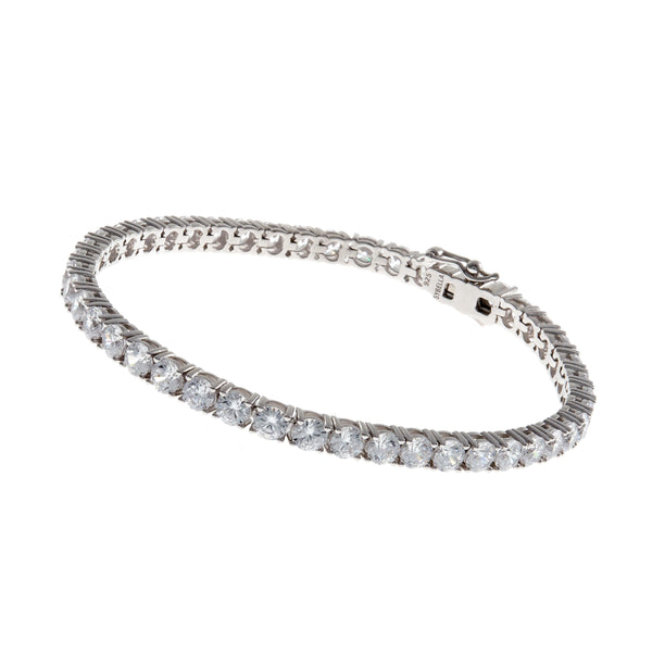 B2318-RH -  TRINITY - Rhodium Claw Set Tennis Bracelet