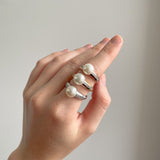 R1731-RG - Rose Gold Plate CZ & Freshwater Pearl Ring