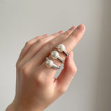 R1731-GP - Gold Plate CZ & Freshwater Pearl Ring